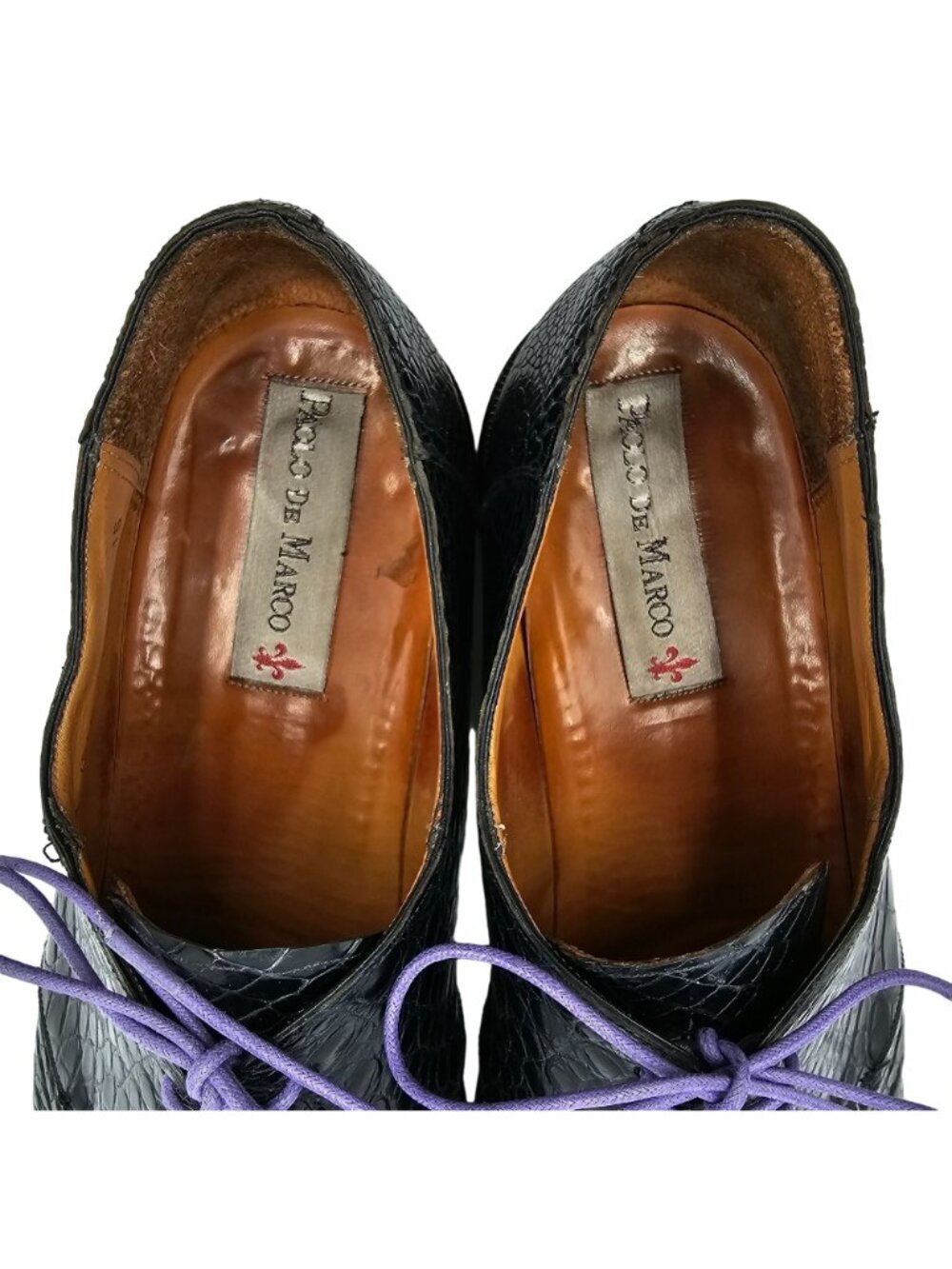 Vintage Exotic Full Alligator Men 15 Black Dress Shoes Paolo De Marco Oxfords - Picture 11 of 14